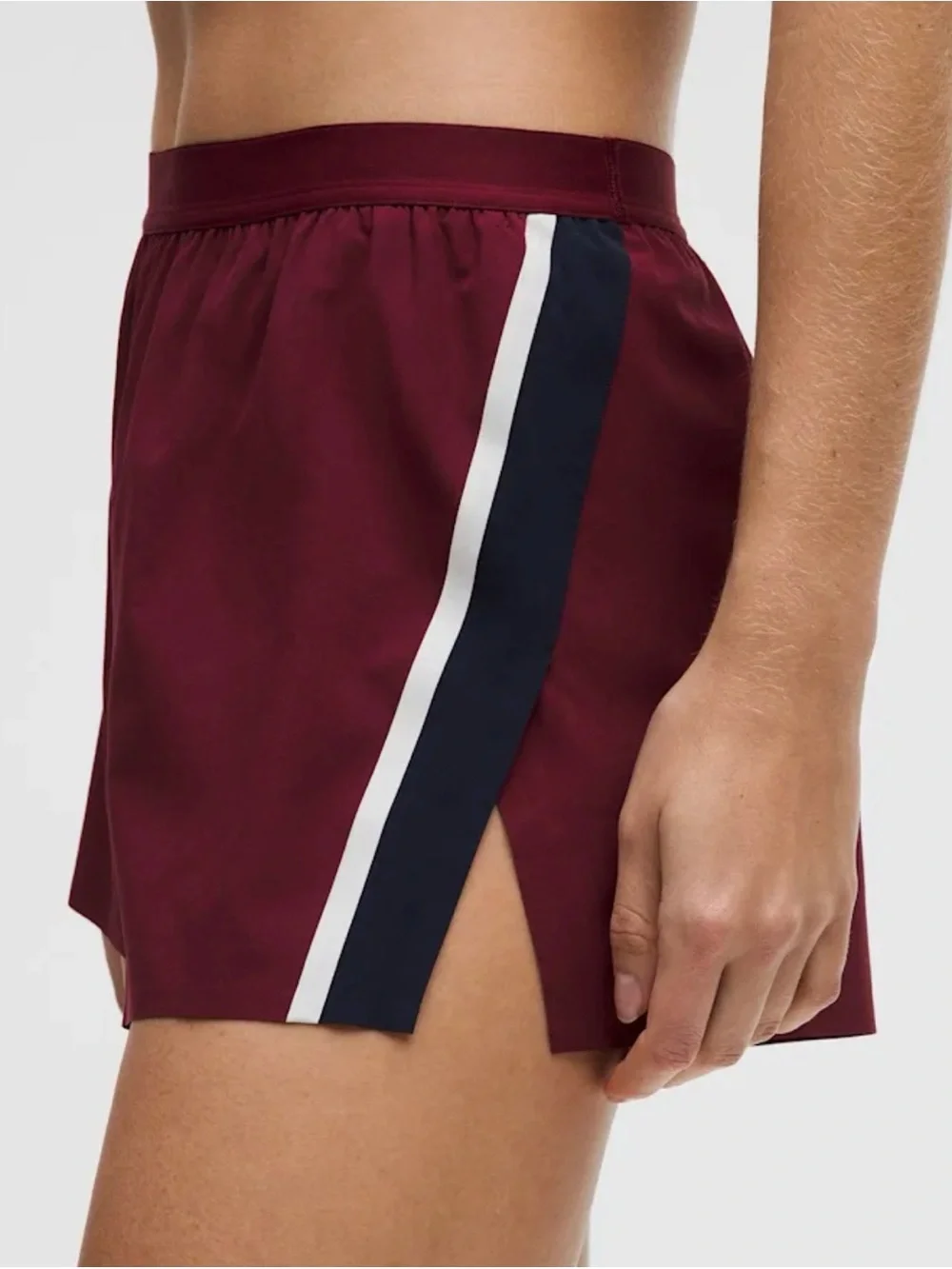 Lululemon High Rise Split Short 3” Stripe Burgundy/True Navy Running Shorts